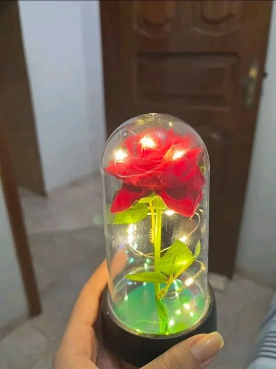 Rosa bela e a fera artificial encapsulada 15cm  - Foto 2