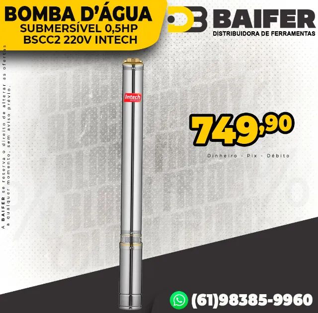 Bomba D'água Caneta Submersível 0,5Hp Bscc2 220v Intech