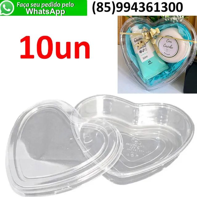 Kit 10 Embalagem Presente De Coração Em Pet Acetato Plástico para Doces Chocolates