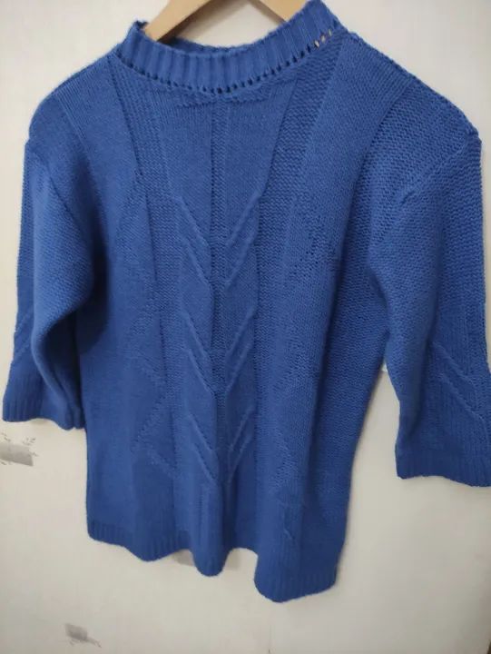 Tricô linha grossa M azul