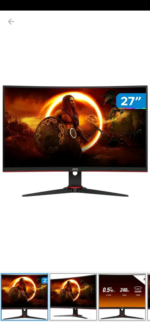 Monitor Gamer AOC 27" - Alta taxa de atualização