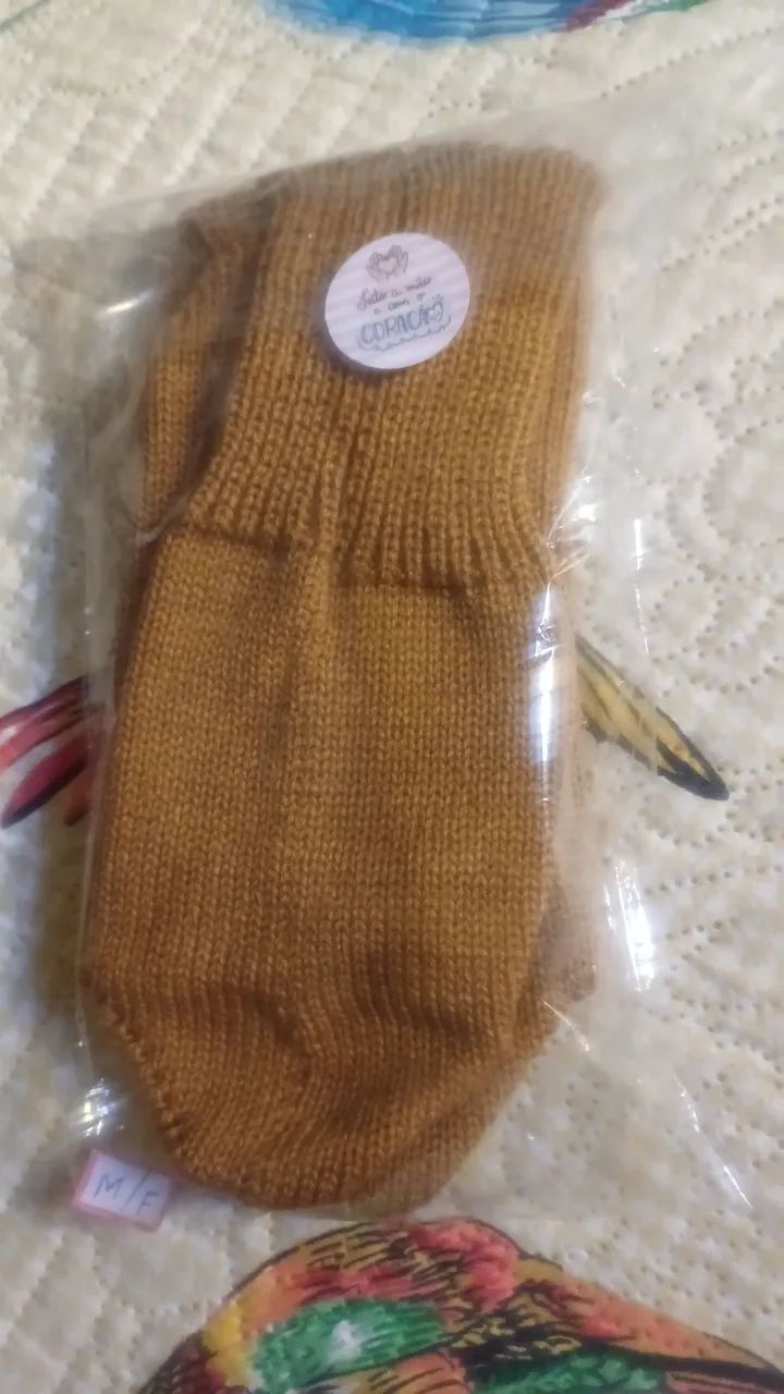 Meia de tricô para usar com chinelo - Foto 5