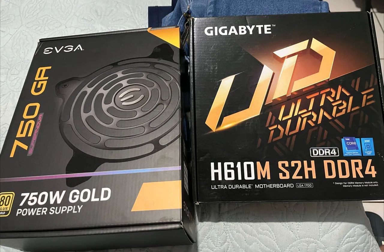 Fonte EVGA Supernova 750W Gold + Placa-mãe Gigabyte H610M S2H