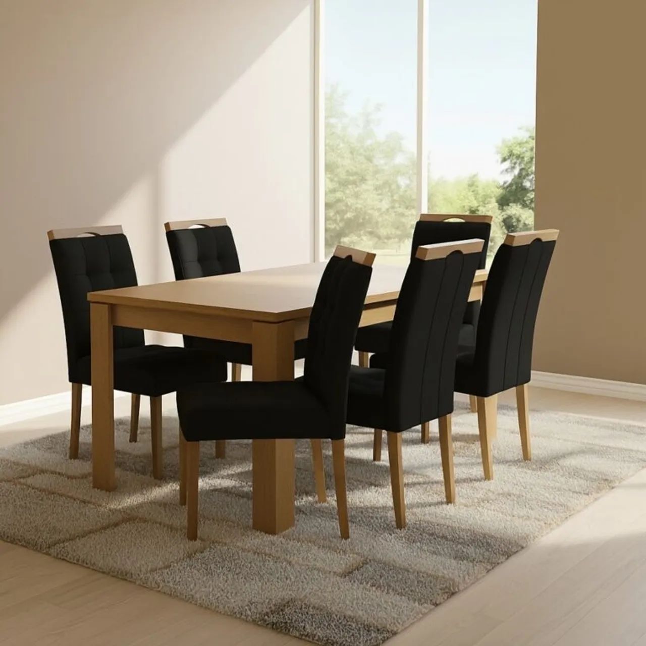 Mesa de Jantar com 6 Cadeiras em Madeira Lopas tt43 - Foto 4
