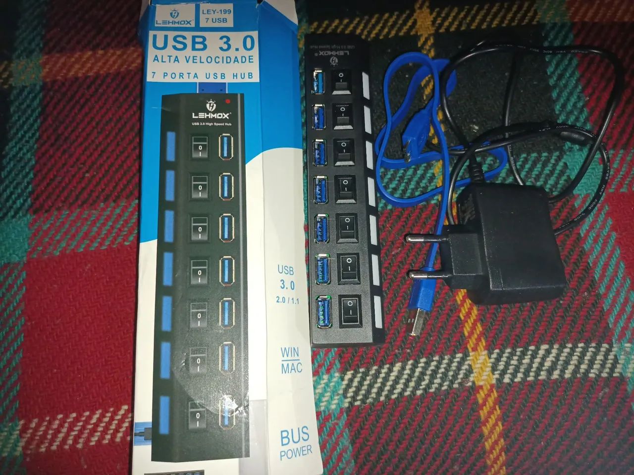 Hub USB 3.0 7 Portas Alta Velocidade novo