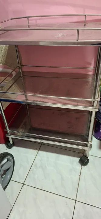 Carrinho de aço inox para hospital