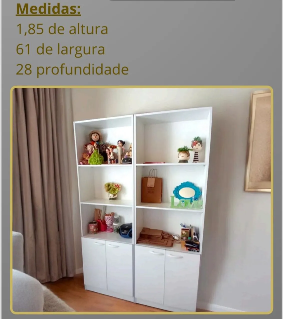 Armário Estante Branco com Prateleiras e Portas /cada armario 340,00