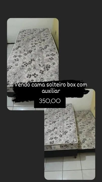 Cama Solteiro Box com Auxiliar