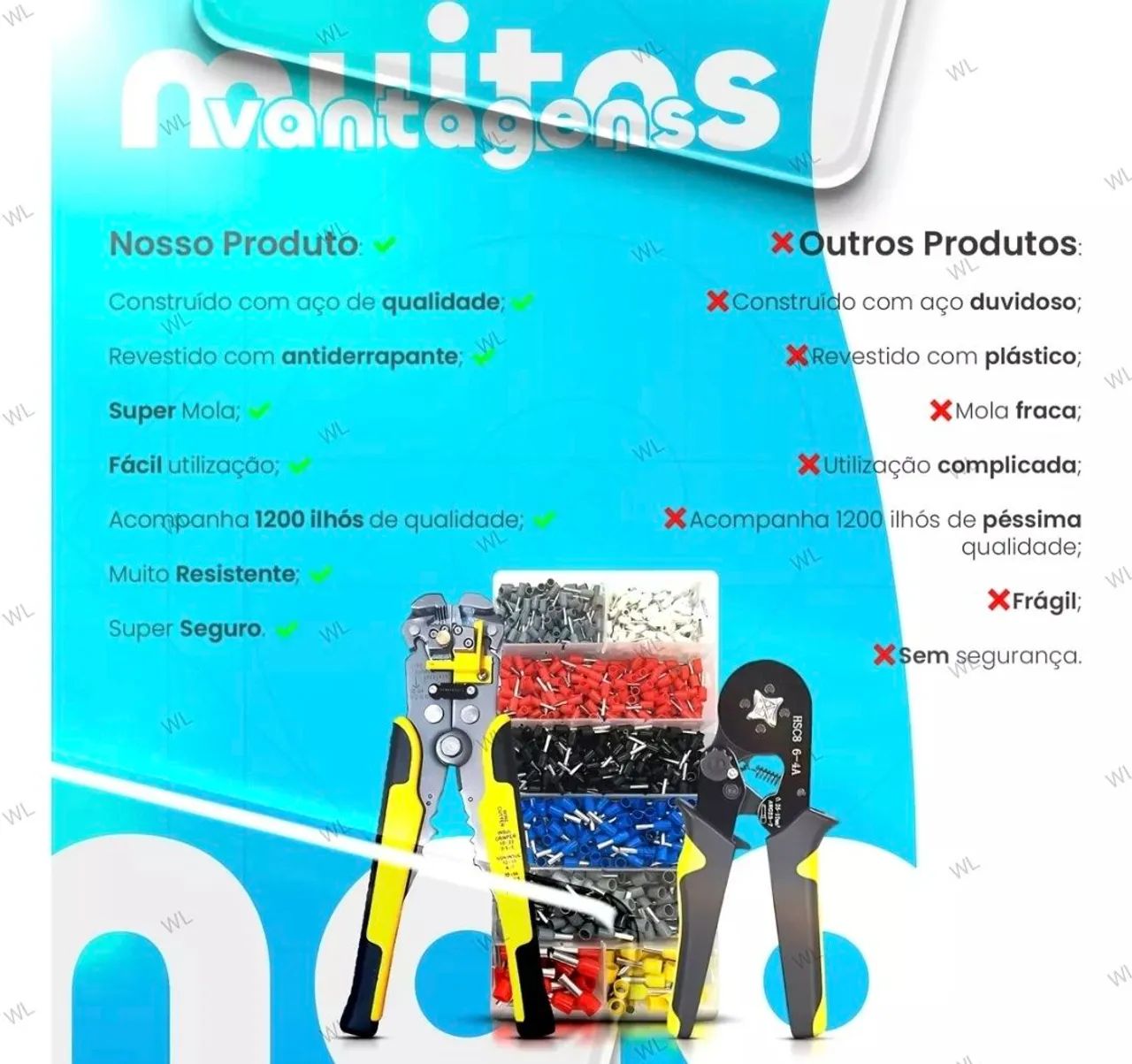 Kit Alicate+ Desencapador + Terminal Ilhós de 0,25 a 10mm! - Foto 2