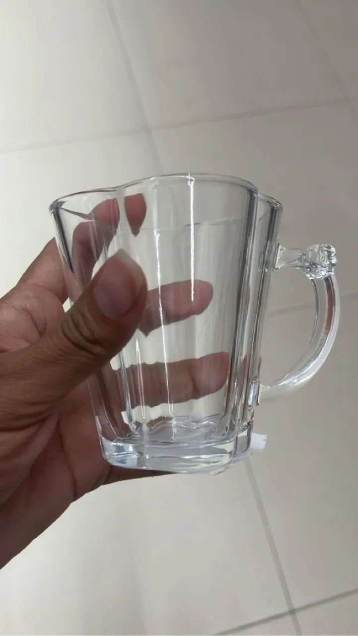 Xícara de vidro transparente 2 peças 