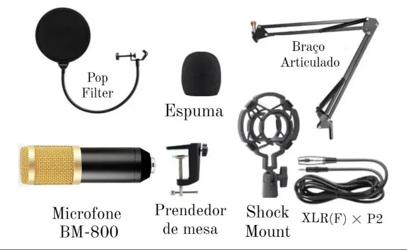 Microfone BM-800 Profissional para Gravação e Streaming