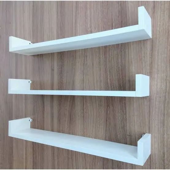 Kit 3 Prateleiras Reta De Parede U Decoração Mdf.