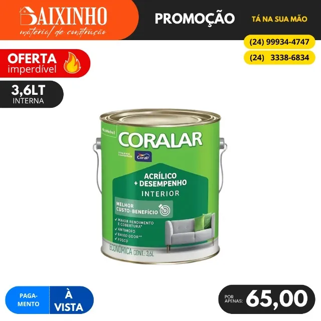 Tinta Acrílica 3,6 Litros Coralar