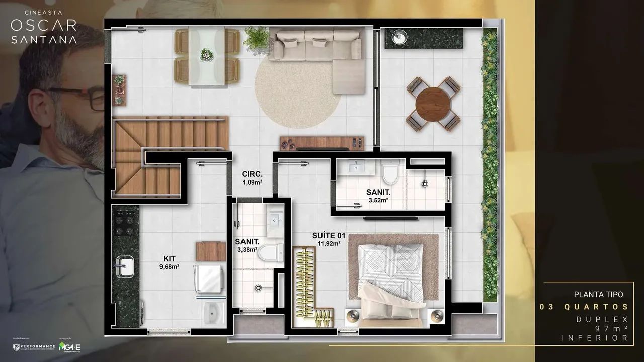 Cineasta Oscar Santana, 1 E 2 Quartos, Muito Bem Distribuído Entre 46M² E 66M² E 1 Vaga Na - Foto 3