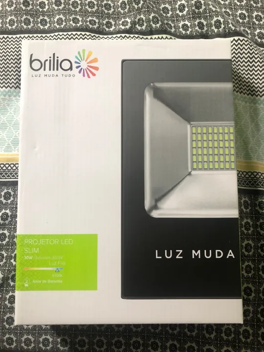 Projetor LED Slim Brilia 30W - Luz Muda de Cor