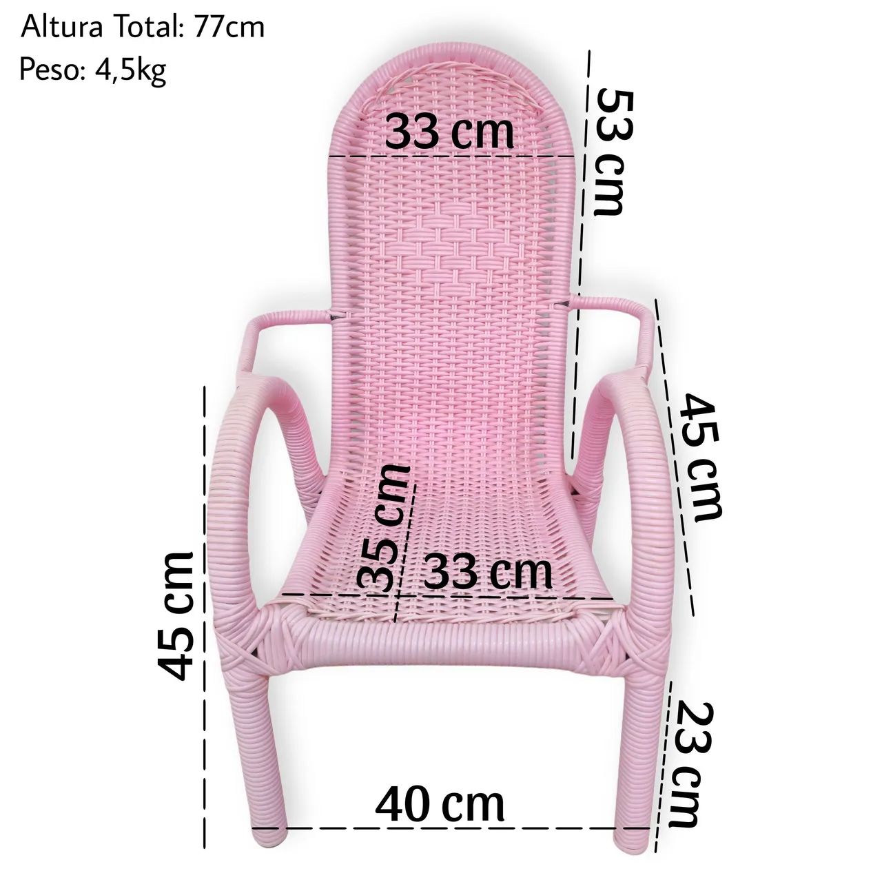 Cadeira Infantil de Fibra Sintética Rosa  - Foto 2