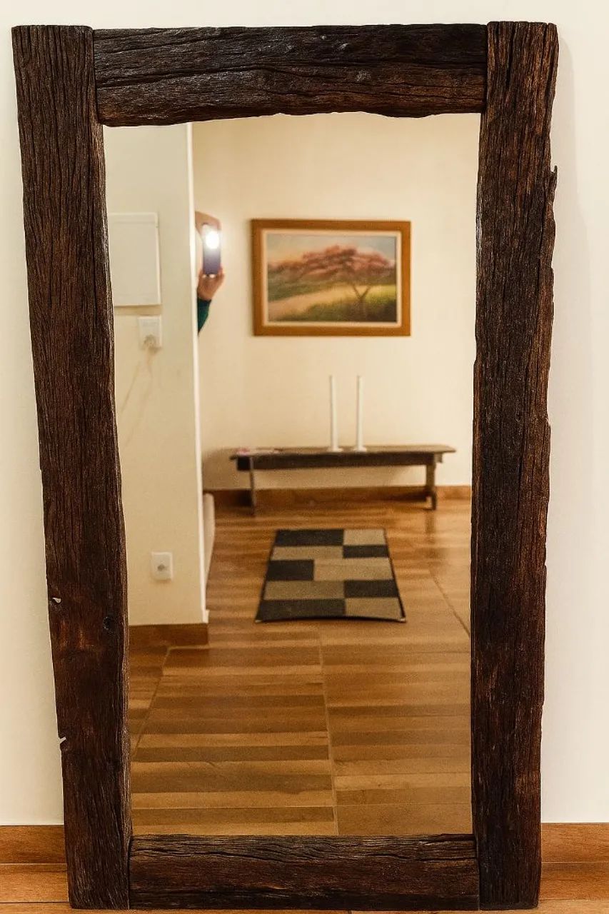 Espelho Decorativo Sob Encomenda 1,80x1m - Moldura Rústica em Madeira - Exclusivo! - Foto 3
