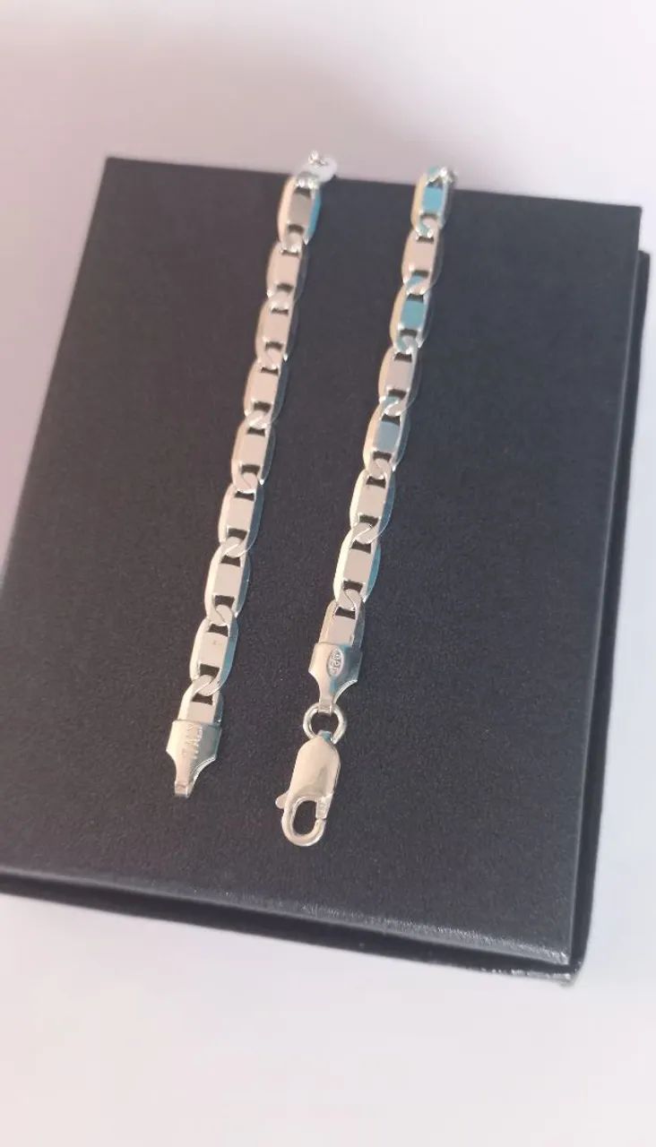 Pulseira piastrine prata 925 maciça  - Foto 2