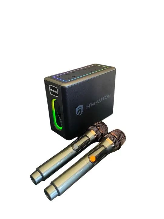 Caixa De Som Hmaston Rn03 120w Com Led Rgb/ 2 Microfone - Foto 2