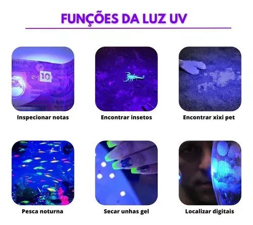 Lanterna Profissional com Luz Negra UV Ultra Violeta Bateria Recarregável - Foto 4