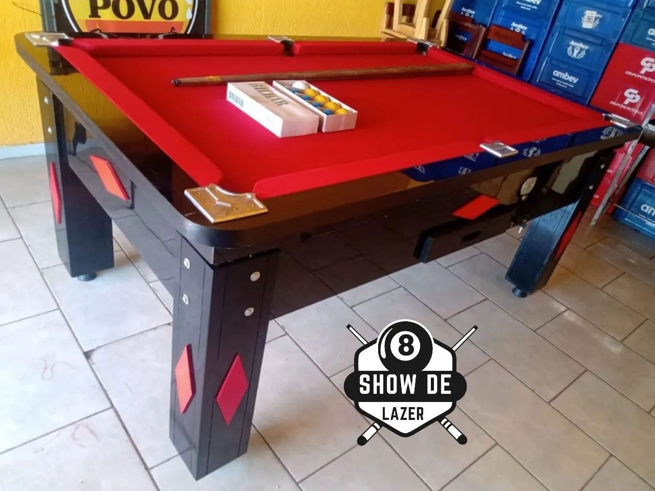 Sinuca De Comércio Forração Pano Vermelho  - Foto 4