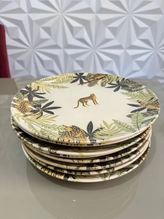 Jogo de pratos com estampa de onça - Foto 4