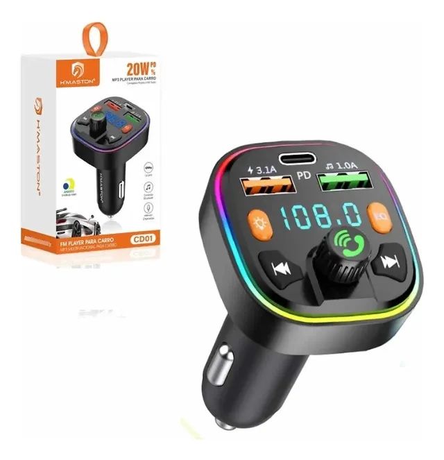 Carregador E Transmissor Veicular Bluetooth Tipo C Usb Turbo Automotivo Loja Coimbra - Foto 2