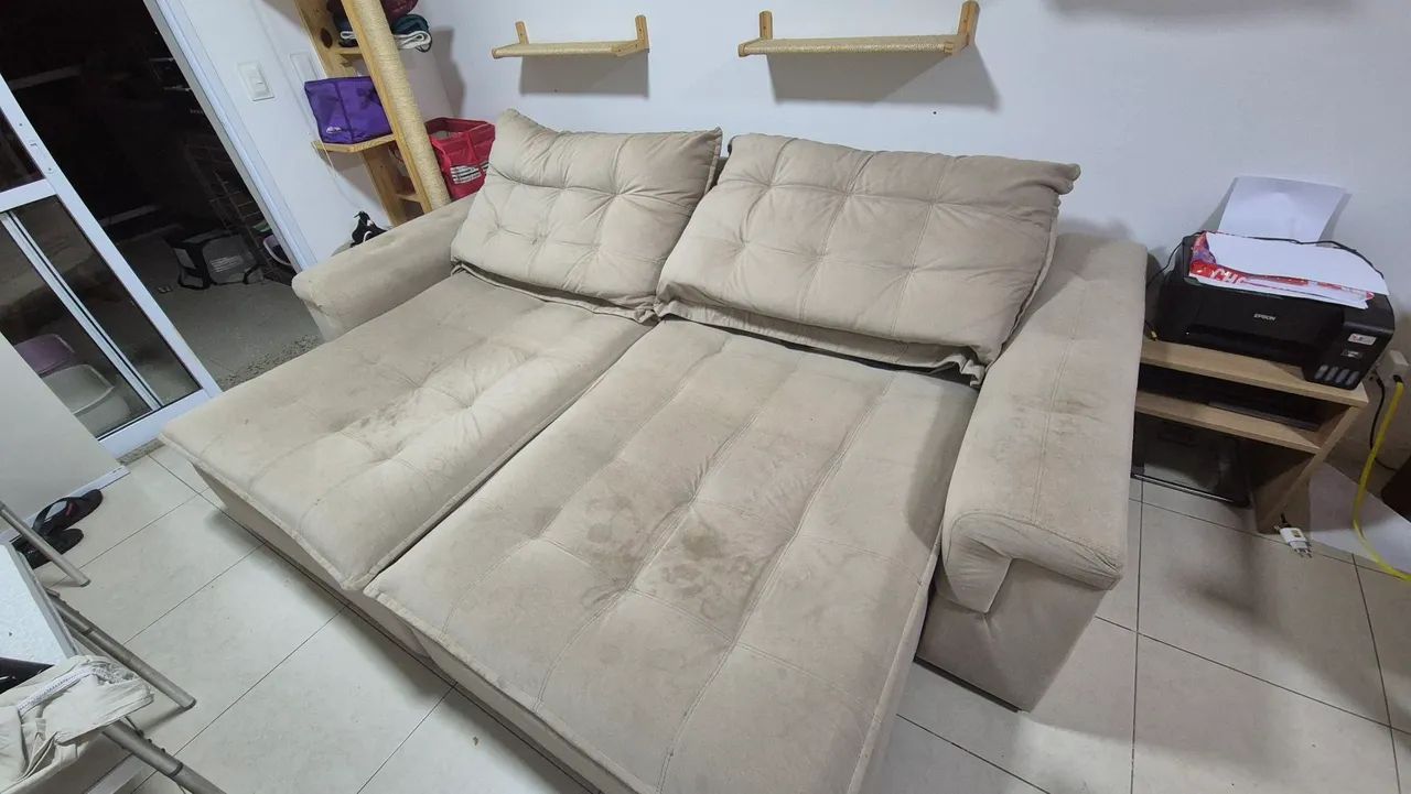 Sofá 4 lugares retrátil suede64861426606081121