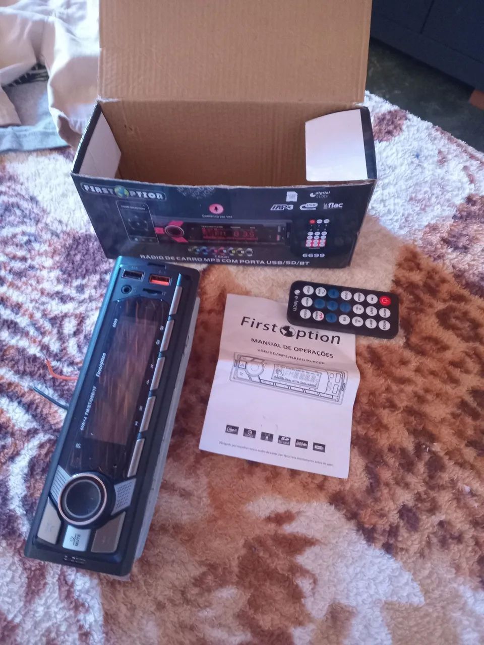 !RÁDIO QUEIMADO! para consertar  Rádio de Carro MP3 com USB/SD/BT - First Option  - Foto 4