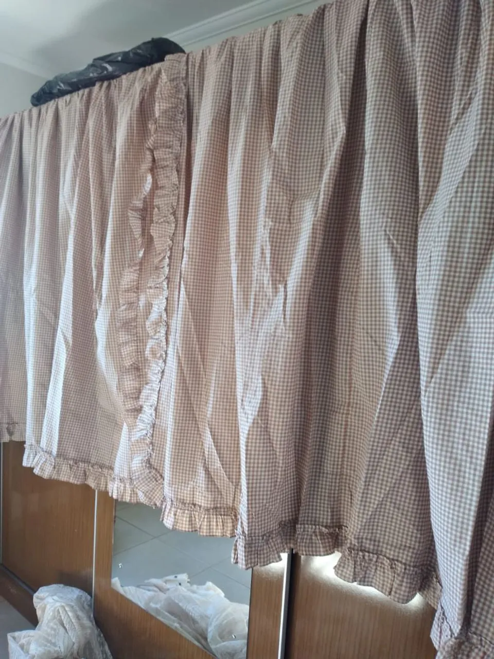 Cortinas Xadrez Decorativas com Babados