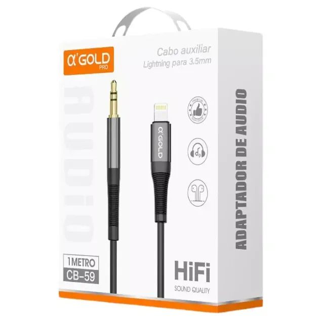 Cabo Auxiliar Iphone A?GOLD - Lightning para P2 para som, audio e fone - Foto 3