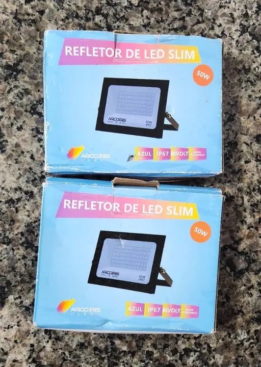 ? Refletor de LED Slim 50W - Azul ? Nunca usado !