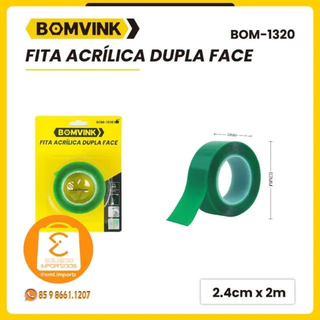 Fita Acrílica Dupla Face 2.4x200cm BOM-1320 - Foto 4