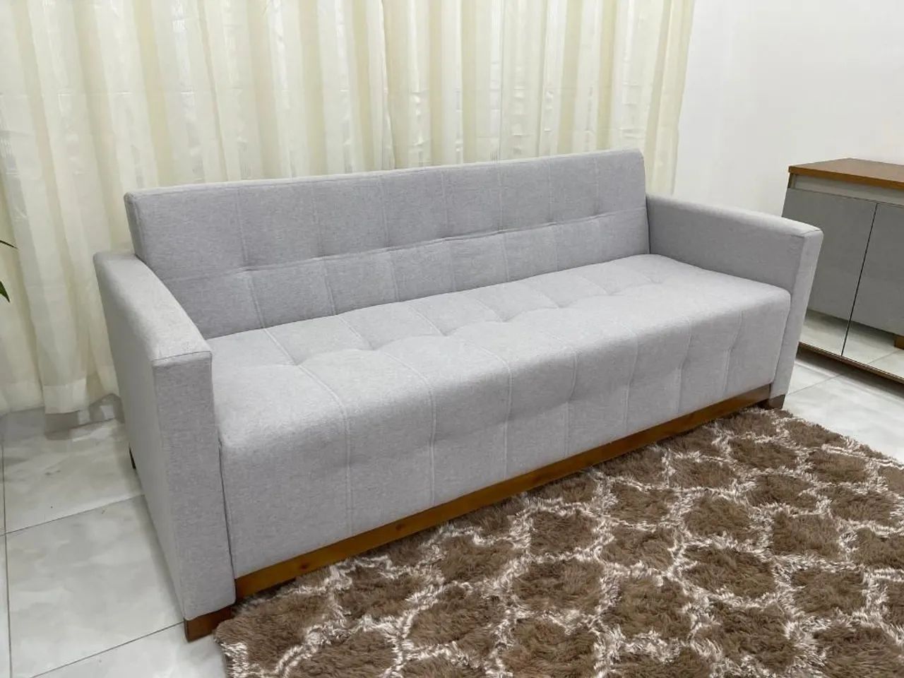 Sofá Cama Casal Linho Cinza Sofá 4 lugares - Foto 3