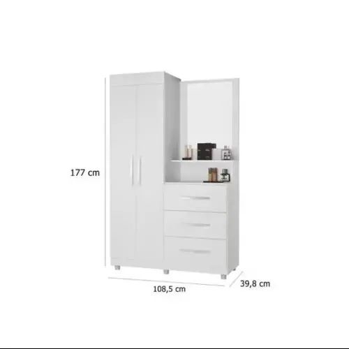 Guarda-Roupa Branco com Espelho e Gavetas - Foto 4