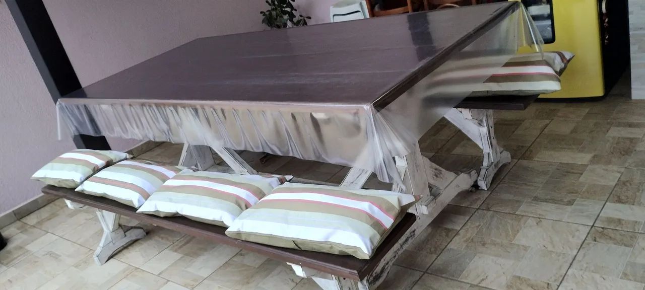 Mesa madeira maciça churrasqueira - Foto 4