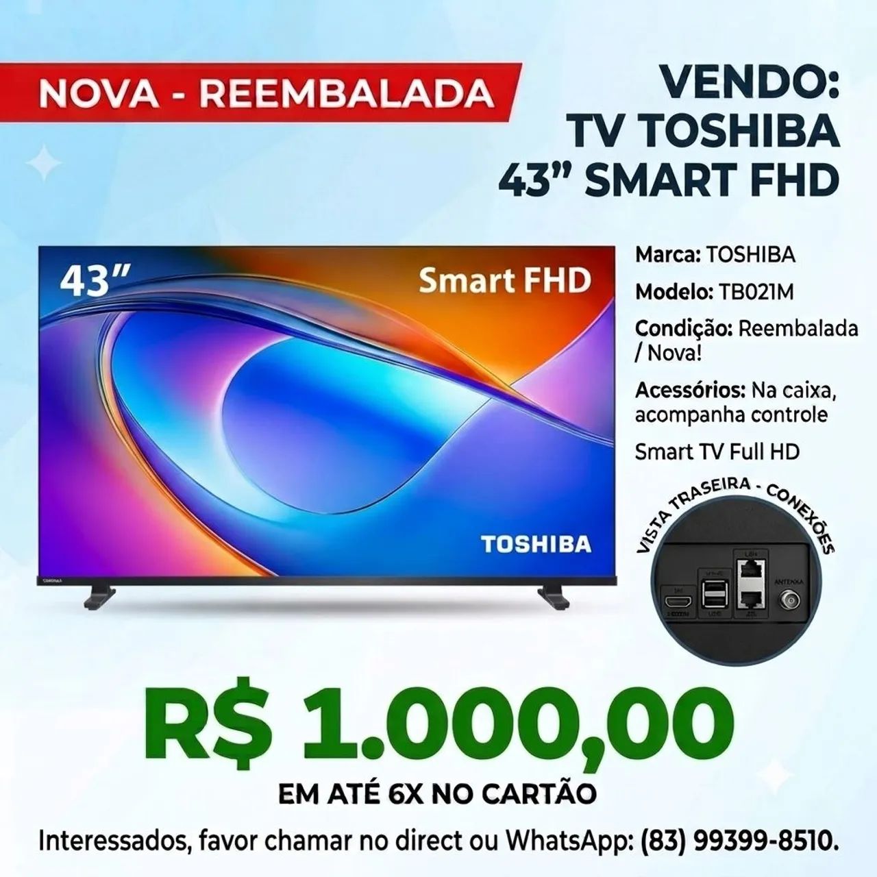 TV Toshiba 43" Smart