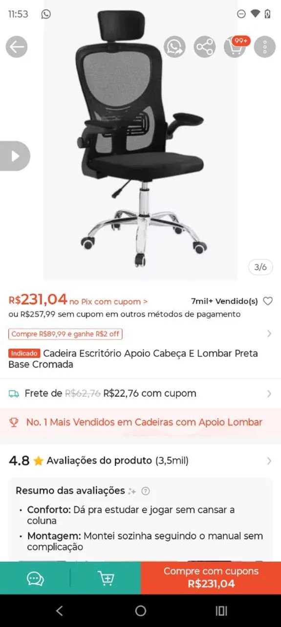 Vendo cadeira ergométrica 