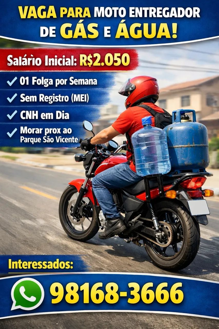 Moto entregador gás e água