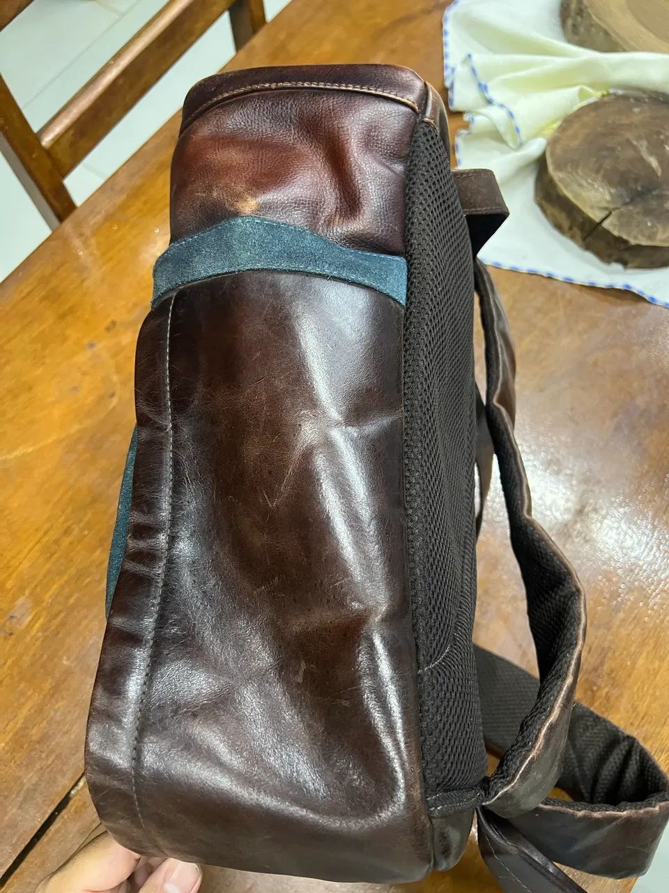 Mochila couro natural Brogran