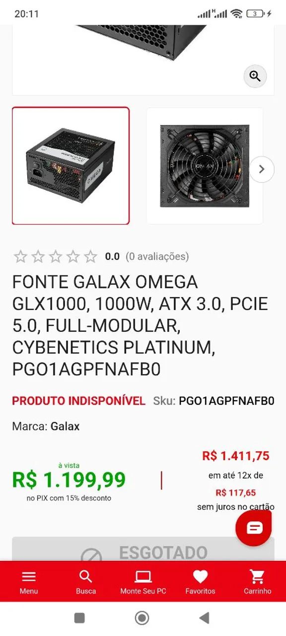 Fonte Galax Omega GLS 1000w - Foto 3
