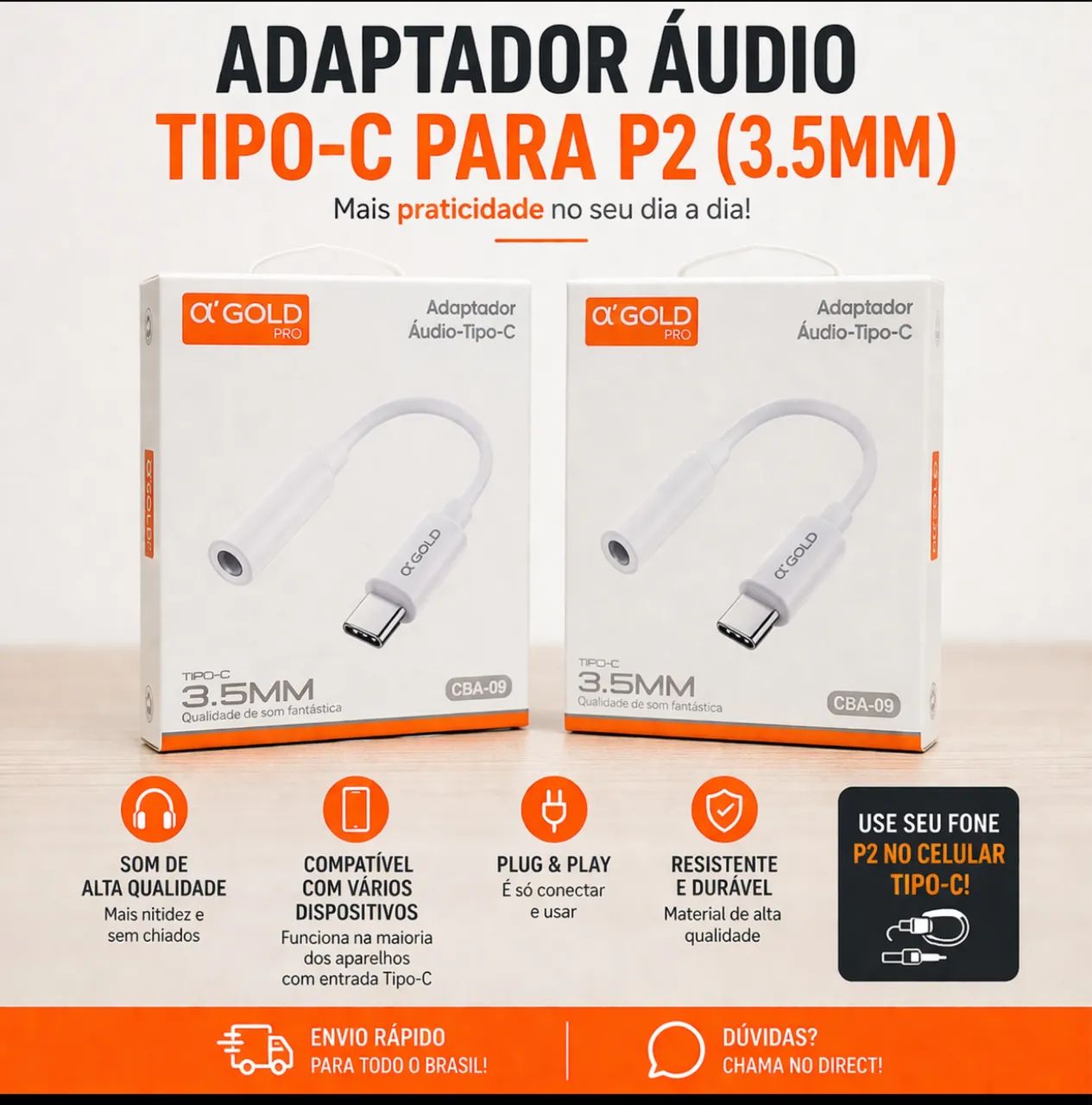 Adaptador tipo C p/ P2 