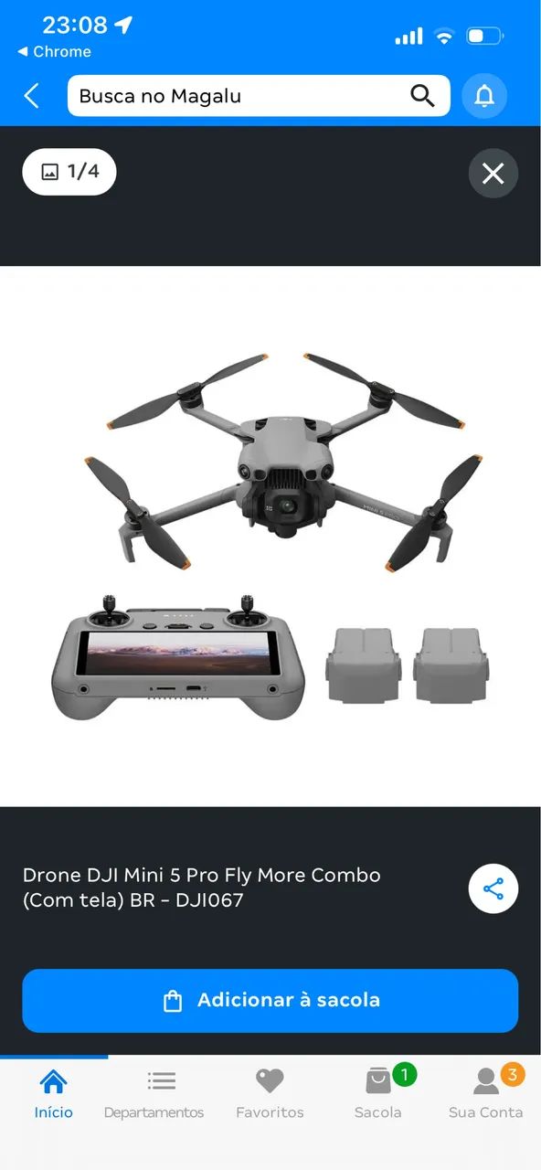 Drone DJI Mini 5 Pro Fly More Combo 4K + Controle DJI RC 2 
