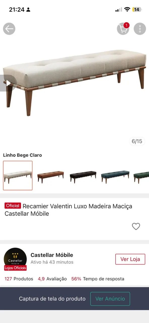 Banco Recamier Valentin Luxo da marca Castellar Móbile - Foto 5