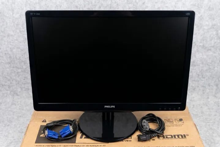 Monitor Philips 18.5" LED / LCD - Modelo 196V4L (Com Cabos) - VGA