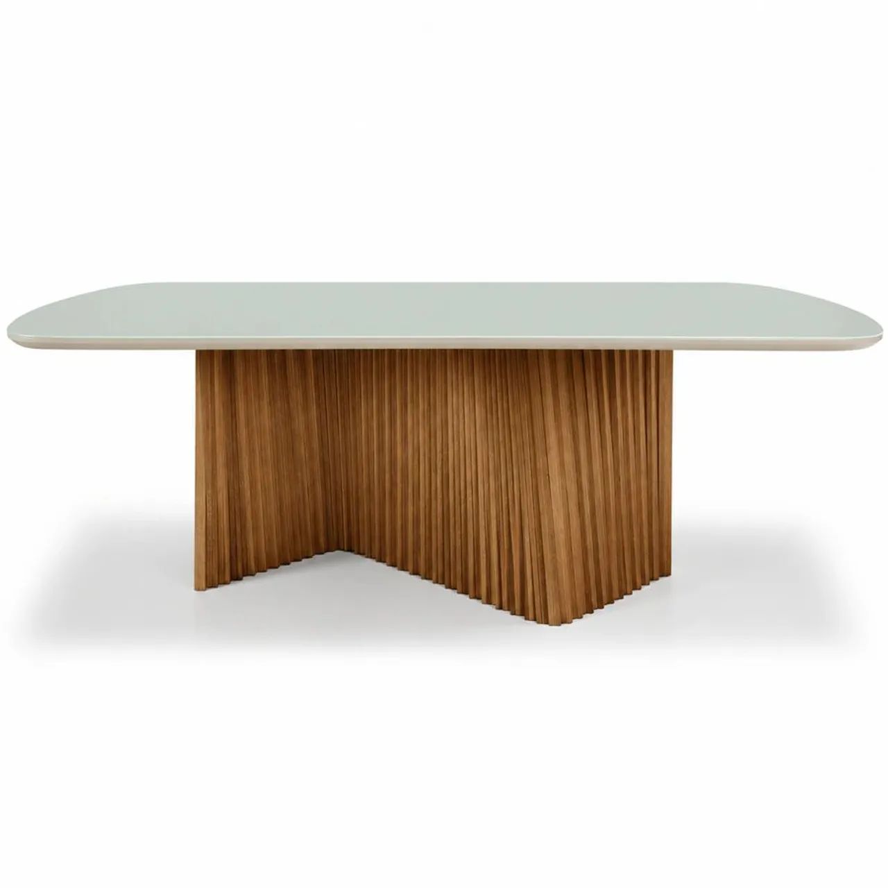 Conjunto de Mesa Lyon com Base Ripada em Madeira Maciça com Cadeiras Âmbar - Foto 3