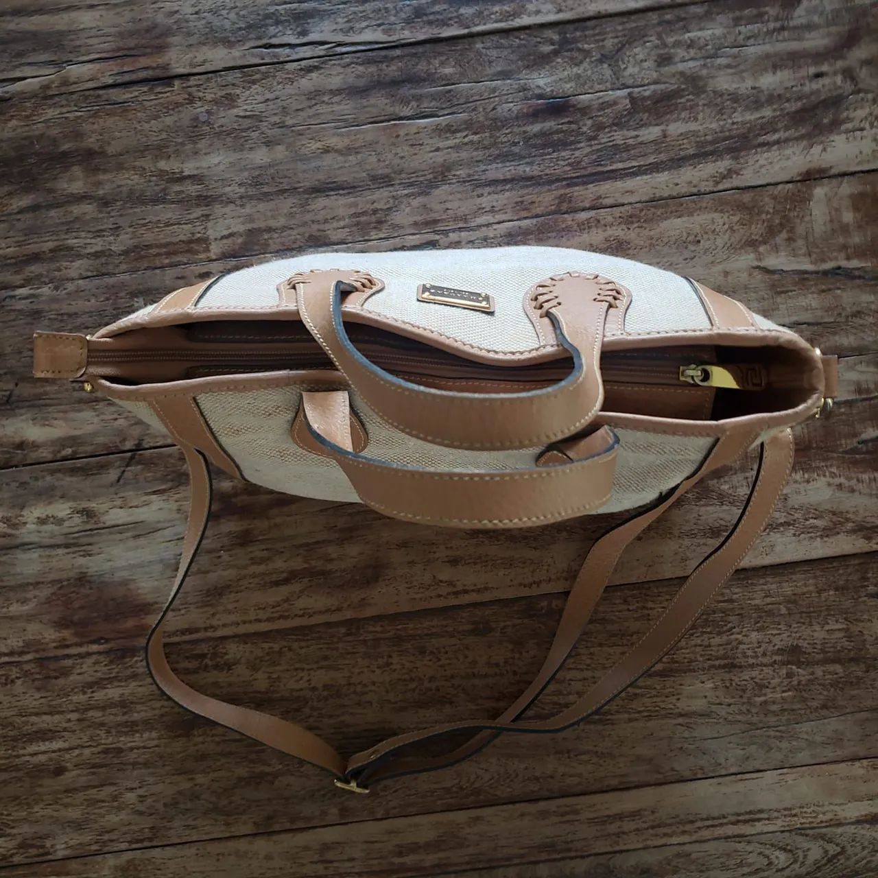 Bolsa smartbag em couro e ráfia  - Foto 3
