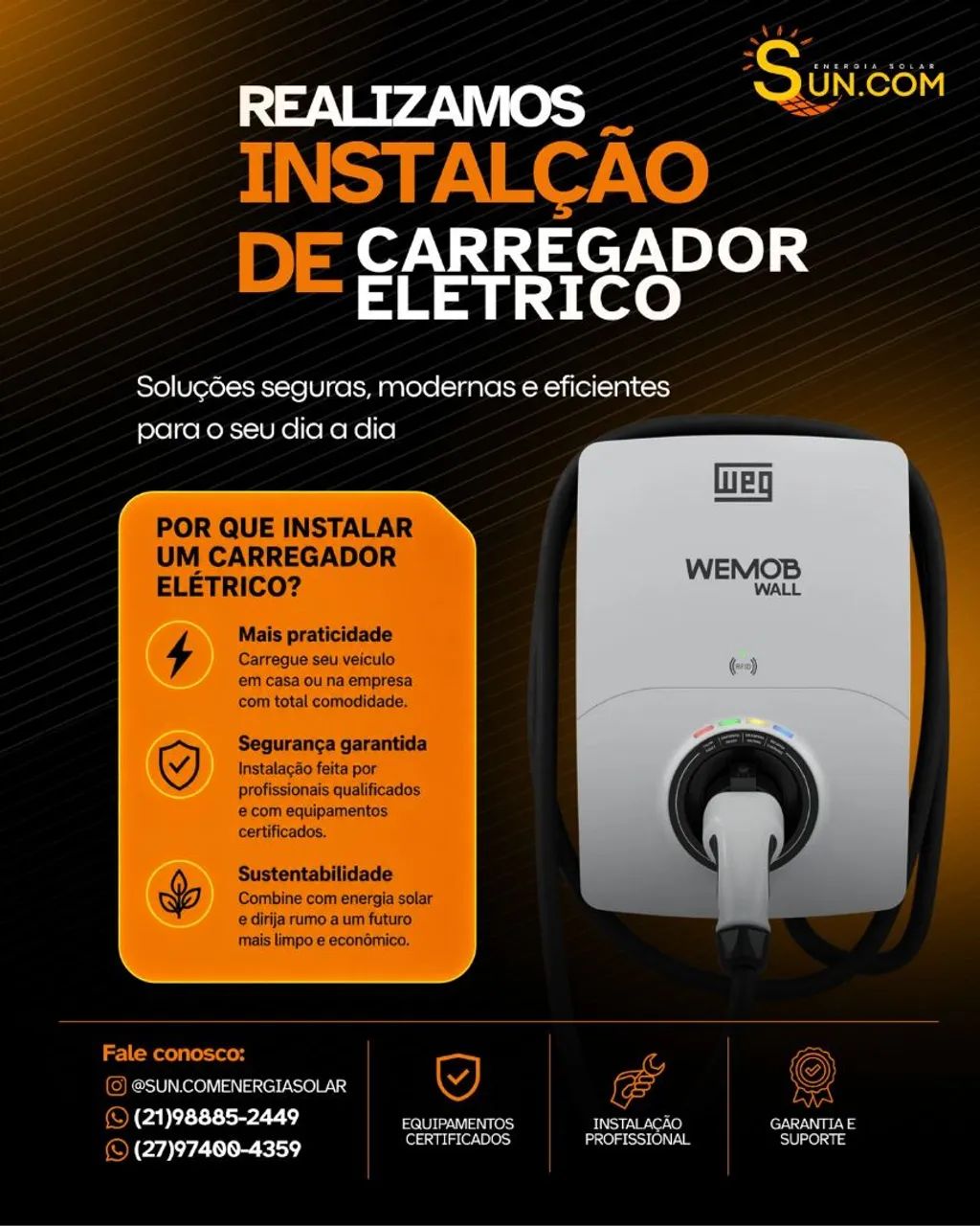 Instalação de carregador de carro elétrico 