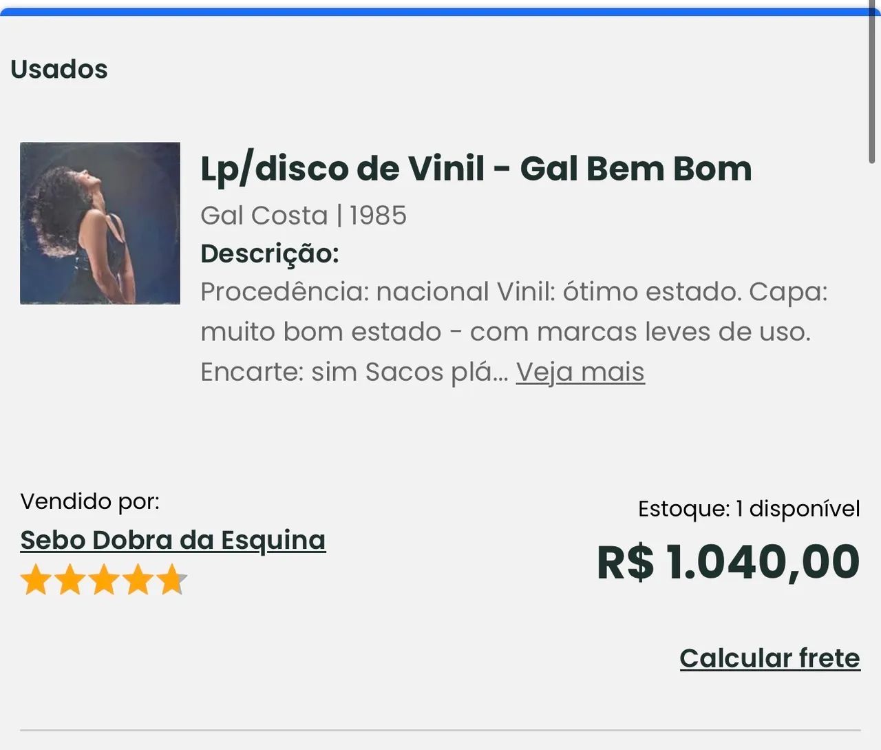 LP Gal Costa - Bem Bom | Vinil Original - Foto 4