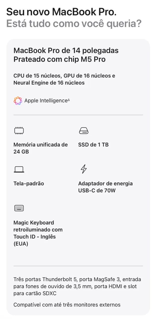 MacBook Pro 14.2? - 2026 - M5PRO - 1TB SSD 24GB RAM - Lacrado - Foto 5